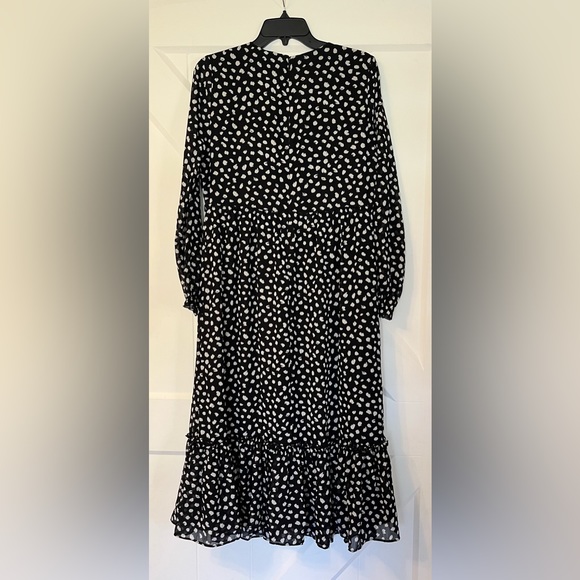 J. Crew Factory Crinkle V neck midi dress BA826 Black and White S - Picture 4 of 6